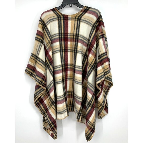 Woolrich Blanket Wrap Shawl Plaid Open Front Poncho - Picture 7 of 9